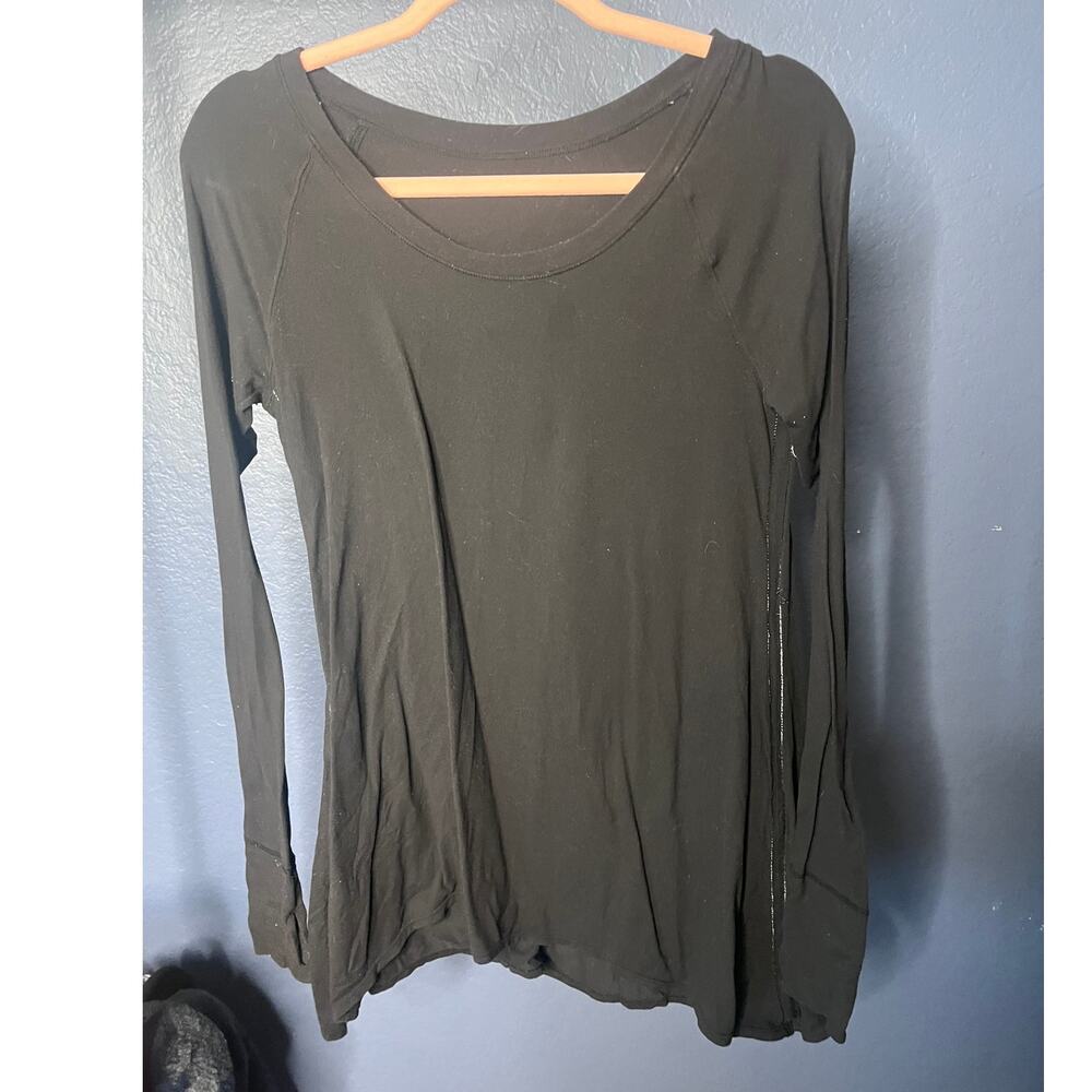Set of 2 Lululemon Long Sleeve Top Side Stitched Gray & Black Activewear Large - Picture 4 of 7
